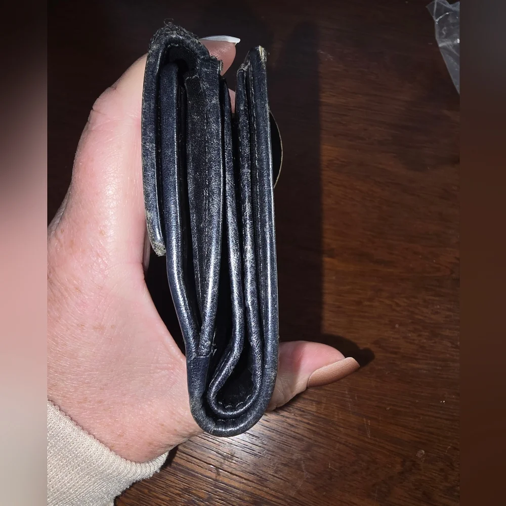 Gucci Black Canvas Wallet with Wooden Clasp And COA